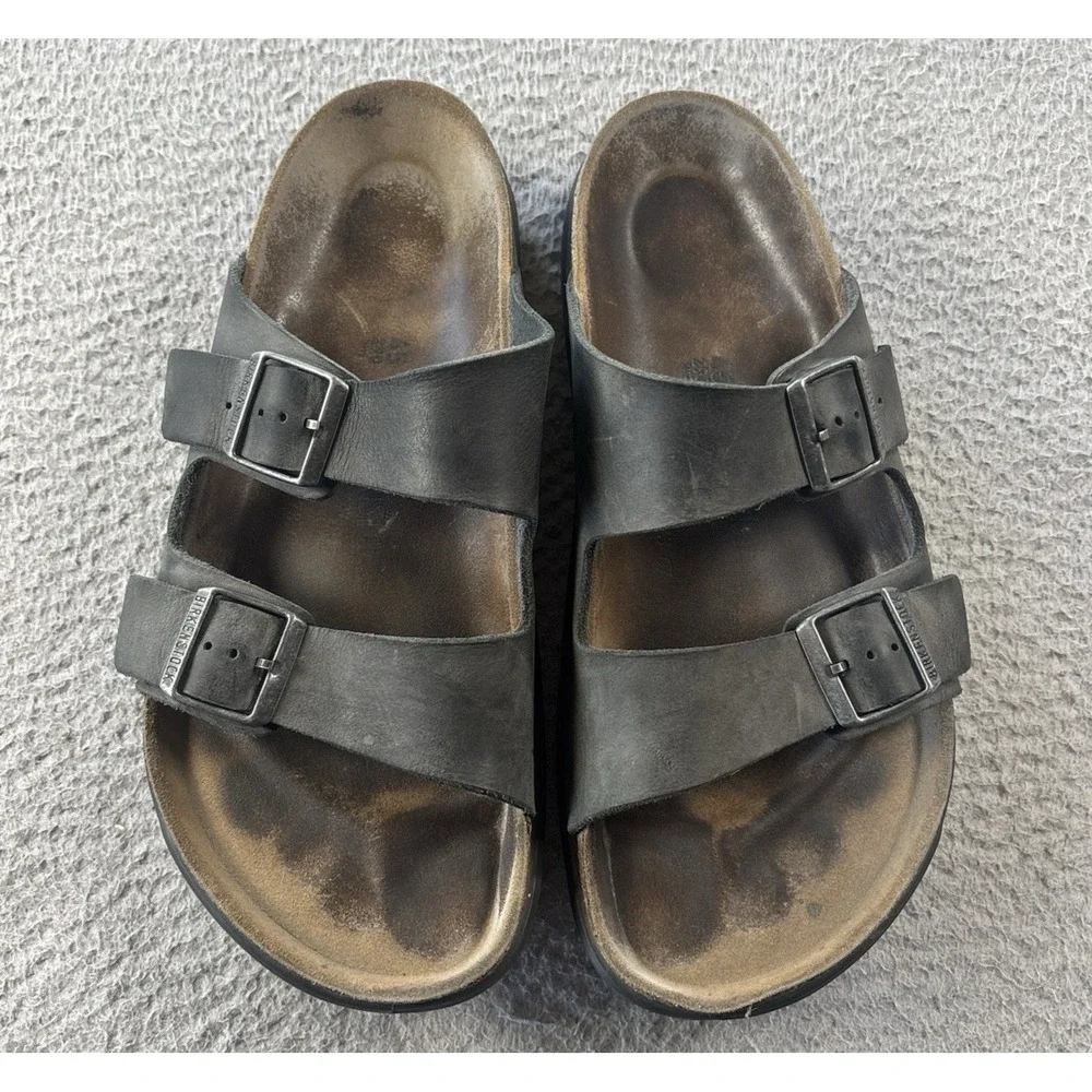 Birkenstock Arizona Sandals Mens 45 US 12 Gray Oiled Leather Rugged Sole